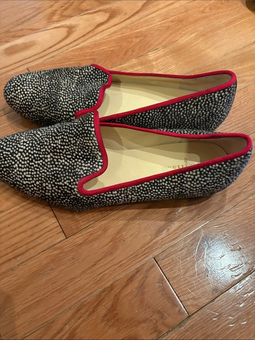 Cole Haan Printed Pony Hair Loafers with Red Trim 5.5 EUC
